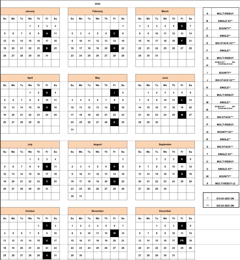 2020 Schedule | Poker In The Wood
