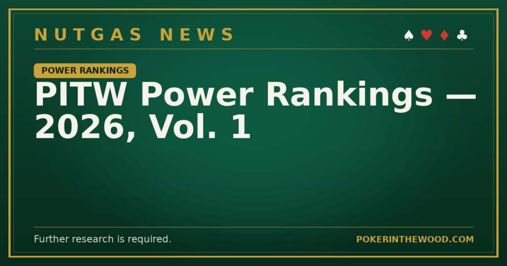 PITW Power Rankings &mdash; 2026, Vol. 1